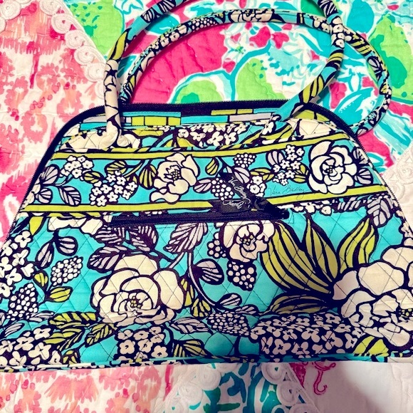 EUC VERA BRADLEY Retired Island Blooms Bowler Bag Purse, Clean! Original Owner - Picture 8 of 9